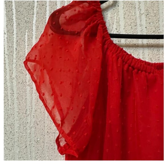 Wrapper Women’s Red Summer Chiffon Overlay Dress With Lining Size: M - Picture 7 of 8